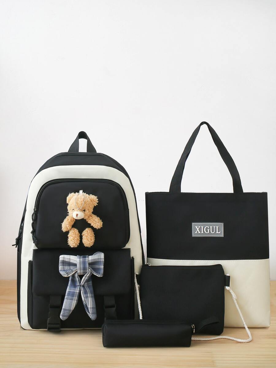 4 In 1 Multifunctional Women's Backpack, Schoolbag For Girls, Large Capacity Waterproof Travel Backpack, Student Bookbag Without Pendants - Multicolor - View 1