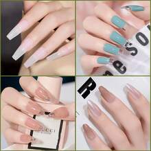 240 piezas reutilizable uña para acrílico Uñas transparente Uña postiza arte moldes , extensión de uña con escala , Uñas extensión Herramienta - transparente - Ver 2