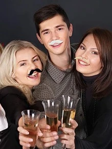 60 件 - 17 种款式自粘式新奇假胡子贴纸非常适合法国海盗、侦探、化妆舞会、圣诞节和派对服装配饰、圣诞节 - 彩色 - 查看 3