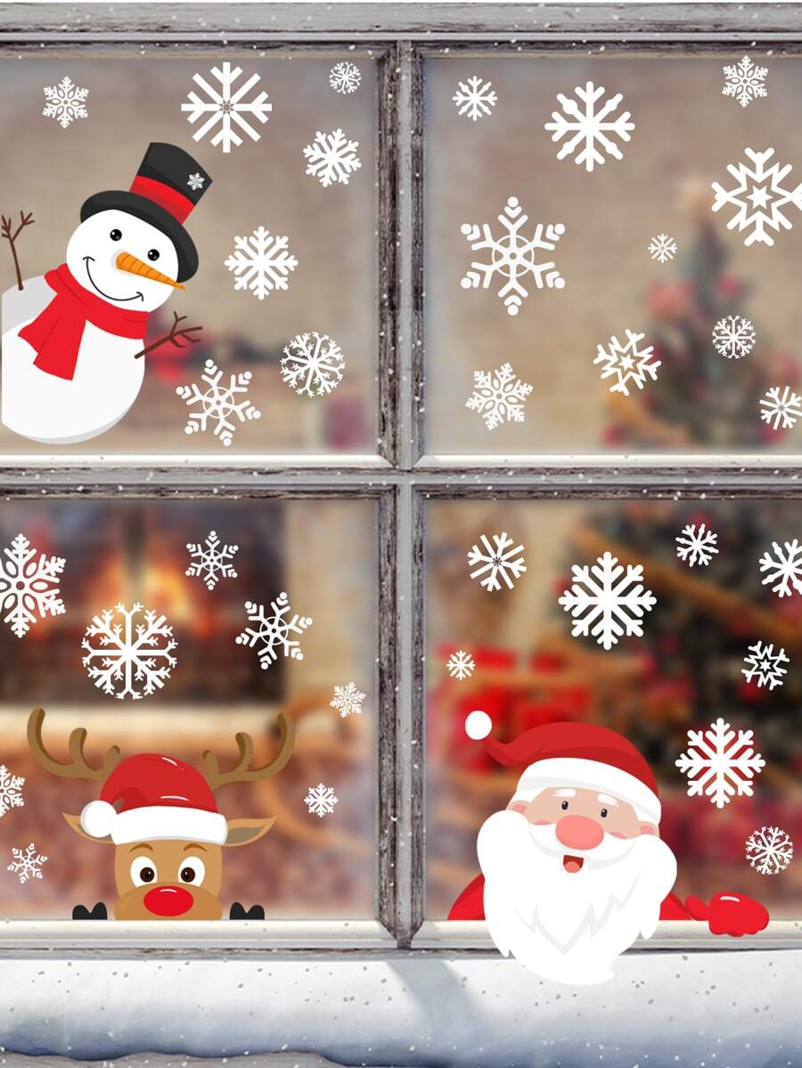 1套/2入組聖誕老人聖誕裝飾用品貼紙 - 彩色 - 查看 1