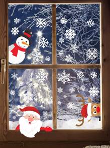 1套/2入組聖誕老人聖誕裝飾用品貼紙 - 彩色 - 查看 6