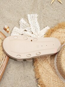 Women's Comfortable Thick-soled Apricot-colored Slippers With Buckle, Outdoors, Beach, Summer - Apricot - View 6