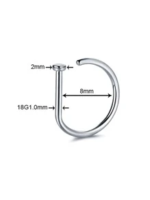 1 Miếng Punk Thép không gỉ Hình chữ D Đinh mũi Nhẫn Vòng mũi giả Không giới tính Cho bữa tiệc - Bạc - Xem 3