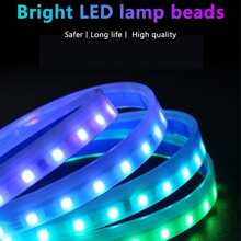 1入組RGB車LED燈帶手機應用程序聰明控制12V帶遙控器通用汽車引擎蓋裝飾白天跑步輕便防水 - 杏色 - 查看 5