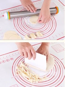 1pc Kitchen Tool Silicone Pastry Dough Mat With Scale For Kneading Dough, Baking - Black - View 8