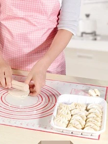 1pc Kitchen Tool Silicone Pastry Dough Mat With Scale For Kneading Dough, Baking - Black - View 2