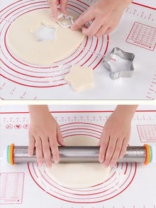 1pc Kitchen Tool Silicone Pastry Dough Mat With Scale For Kneading Dough, Baking - Black - View 9