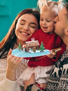 Opjoys 1 张带装饰的圣诞侏儒弹出式卡片、圣诞老人贺卡、手工弹出式卡片、圣诞礼物、感谢卡 - 紅色 - 查看 2