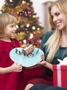 Opjoys 1 张带装饰的圣诞侏儒弹出式卡片、圣诞老人贺卡、手工弹出式卡片、圣诞礼物、感谢卡 - 紅色 - 查看 3