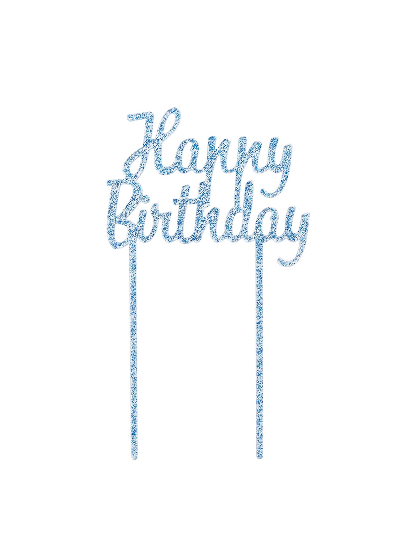 1 pieza Decoración de pastel azul feliz de cumpleaños acrílico con inglés - Azul - Ver 1