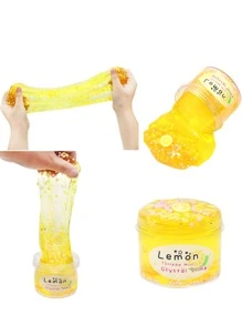 1 Box Of Fruit Fluffy Slime, Coconut Pudding Mud, Soft Slices, Crystal Slime, Stress Relief Clay Toy - Yellow - View 2