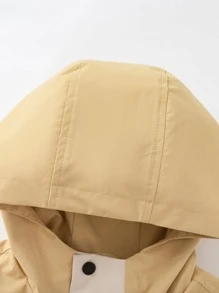 Balabala Teen Boy Colorblock Letter Patched Detail Waterproof Hooded Jacket - Yellow - View 3