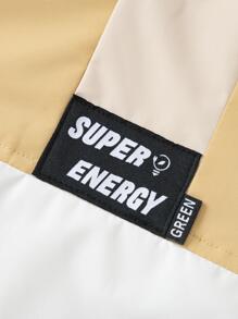 Balabala Teen Boy Colorblock Letter Patched Detail Waterproof Hooded Jacket - Yellow - View 8