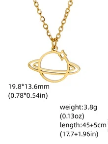 1入女性時尚不鏽鋼行星吊墜項鍊,創意時尚珠寶,多用途情侶假日禮物