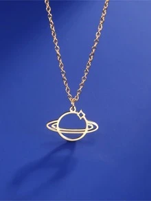 1入女性時尚不鏽鋼行星吊墜項鍊,創意時尚珠寶,多用途情侶假日禮物