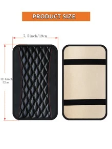 MEIKAXIU 1入組PU皮革刺繡網格圖案防水,軟墊,柔軟的和舒服的汽車扶手墊安慰墊汽車