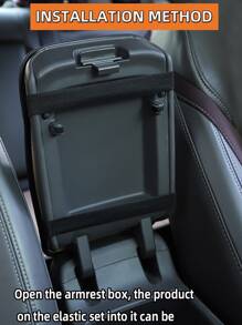 MEIKAXIU 1入組PU皮革刺繡網格圖案防水,軟墊,柔軟的和舒服的汽車扶手墊安慰墊汽車