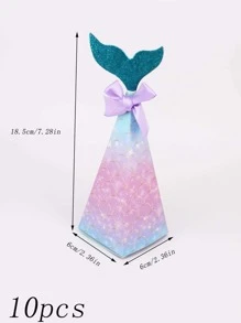 10 piezas/set Caja de embalaje de regalo papel regalo creativo cola de pescado & con diseño de lazo para fiesta - Multicolor - Ver 5