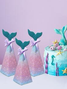 10 piezas/set Caja de embalaje de regalo papel regalo creativo cola de pescado & con diseño de lazo para fiesta - Multicolor - Ver 1