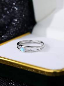 BALMORA 1pc Minimalist Fresh Sweet And Lovely S925 Sterling Silver Moonlight Love Colorful Adjustable Open Ring For Women, Gift For Daily Wear And Matching Accessories - Silver - View 5