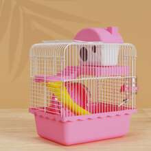 Hamster Cage, Teddy Bear Palace, Luxury Package, Double-layered Castle Style, Small Countryside Home - Pink - View 3