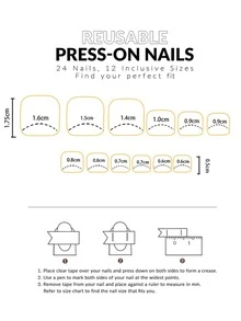 24入組足部美甲法語燈粉色的裝飾用品珍珠閃耀全覆蓋美甲套裝適合女士和女孩,包括果凍凝膠和指甲銼 - 淺粉色 - 查看 3