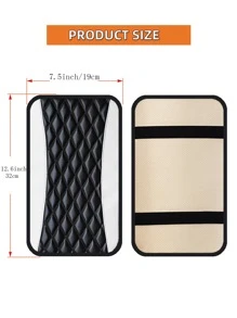 MEIKAXIU 1入組PU皮革刺繡格紋防水柔軟的&舒服的車扶手中心安慰墊車配件 - 白色 - 查看 5