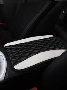 MEIKAXIU 1入組PU皮革刺繡格紋防水柔軟的&舒服的車扶手中心安慰墊車配件 - 白色 - 查看 4