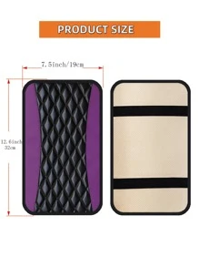 MEIKAXIU 1入組PU皮革3D刺繡網格圖案防水舒服的柔軟的汽車扶手墊中心安慰地墊車配件 - 紫色 - 查看 6