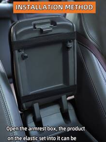 MEIKAXIU 1入組PU皮革3D刺繡網格圖案防水舒服的柔軟的汽車扶手墊中心安慰地墊車配件 - 紫色 - 查看 8