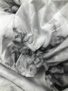 3入組白色大理石紋理聚酯纖維床單套裝,包含1張床單、1個枕頭套和2個床墊套,適用於四季,可機洗和乾洗 - 白色 - 查看 7