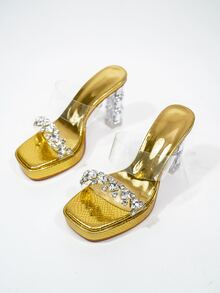 Hàng mới đến Pha lê Cao gót Nền tảng Của phụ nữ Giày dép - Vàng - Xem 6