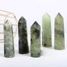 1pc Natural Crystal Quartz Prehnite Wand Point Healing Stones Aquarium Crafts Making Ornaments Home Decor - grape stone - View 5