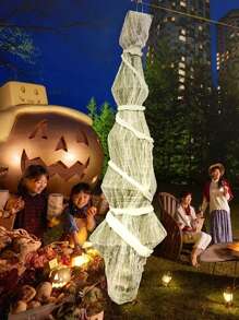 Halloween Decorations Outdoor - 70 Inch Hanging Corpses Props Scary Skeleton Body Inside Spider Web Halloween Yard Indoor & Outdoor Decor Halloween Party Favors Haunted House Decorations - 白色 - 查看 1