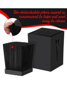 1 Pieza Caja De Soporte De Tijeras Multifuncional En Negro Sin Arañazos, Adecuada Para Cortes De Pelo, Con Estante De Almacenamiento De Peines Y Herramientas De Estilo Para Escritorio - Negro - Ver 1