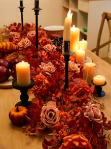 180cm Fabric Orange Money Plant, Baby's Breath Vine Garland With Stars Decoration For Autumn, Suitable For Party And Wedding Table Decorations, Valentine Day, Gift Gifts Birthday Graduation - Orange - View 2