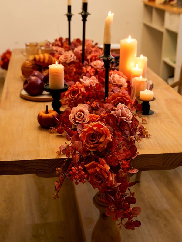 180cm Fabric Orange Money Plant, Baby's Breath Vine Garland With Stars Decoration For Autumn, Suitable For Party And Wedding Table Decorations, Valentine Day, Gift Gifts Birthday Graduation