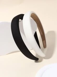 2pcs Simple Solid Color Hairband For Women, With Embroidery Design, Hair Accessories For Washing Face Or Tying Hair,Hairband,Hair Hoop Headbands