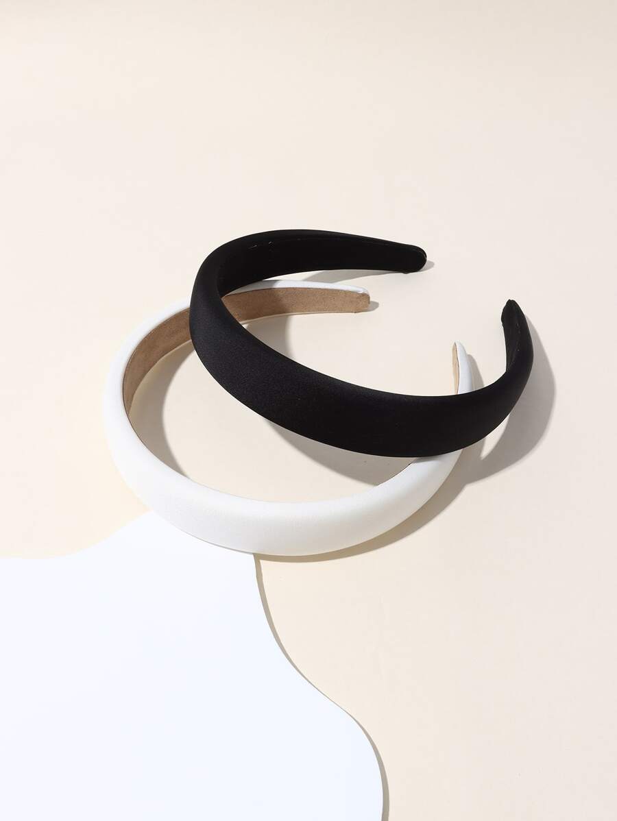 2pcs Simple Solid Color Hairband For Women, With Embroidery Design, Hair Accessories For Washing Face Or Tying Hair,Hairband,Hair Hoop Headbands