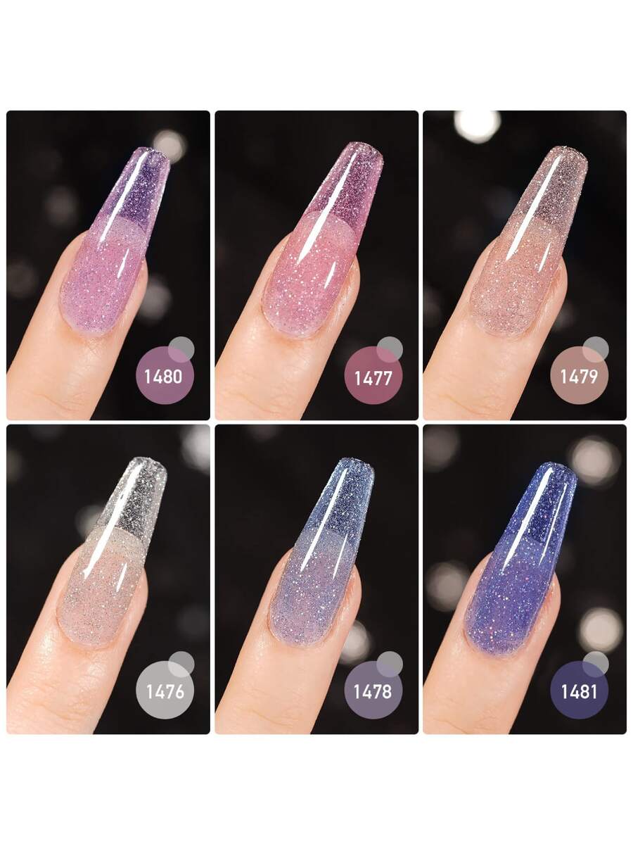 GAOY 6 Piece Gel Nail Polish Set 6 Colour Gel Polish Set Gel Nail Polish Set Removable Nail Polish Set - Verde militar - Ver 1