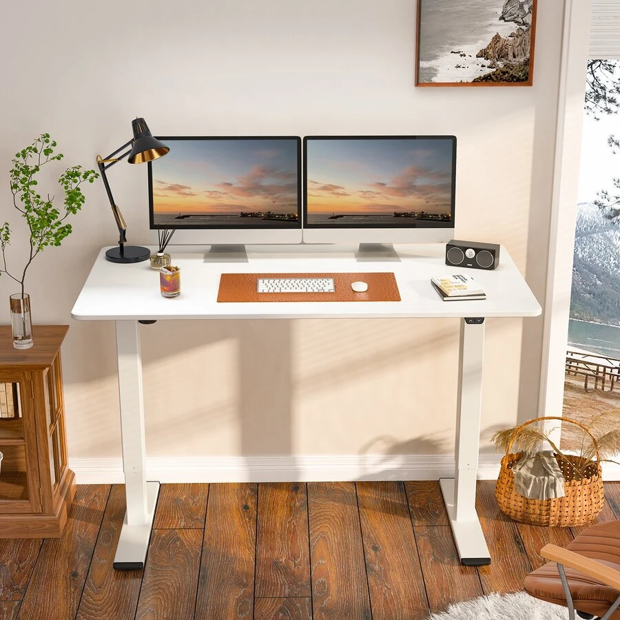 FlexiSpot 55x28 Inches Home Office Standing Desk Whole-Piece Desk Board Height Adjustable Computer Desk - White - View 1