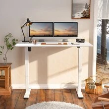 FlexiSpot 55x28 Inches Home Office Standing Desk Whole-Piece Desk Board Height Adjustable Computer Desk - White - View 2