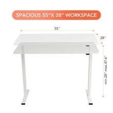 FlexiSpot 55x28 Inches Home Office Standing Desk Whole-Piece Desk Board Height Adjustable Computer Desk - White - View 7