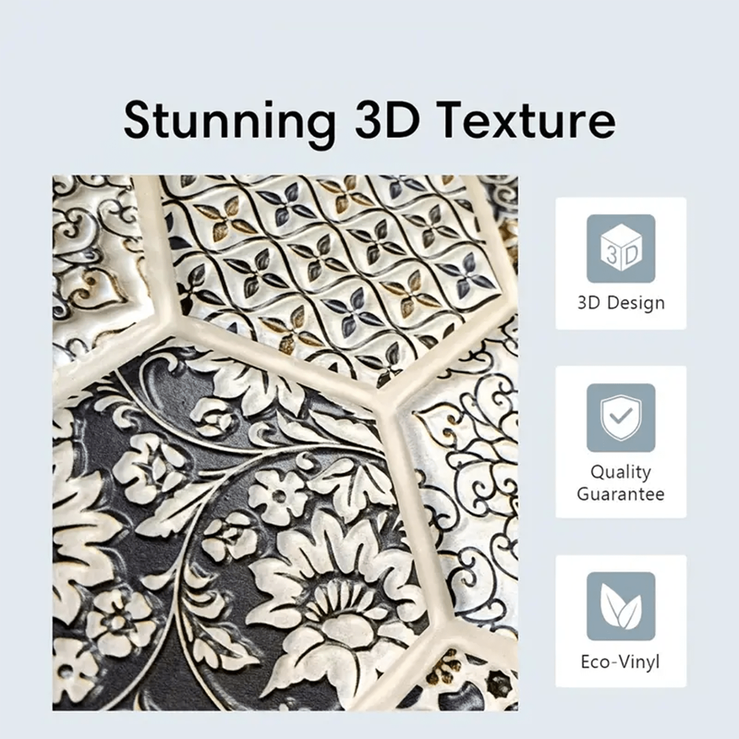 1/10 Sheet, 3D Bohemian Peel, 3D Wall Panels Peel and Stick, Hexagon