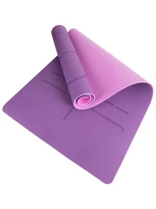 1pc Tpe Yoga Mat 183*61*0.6cm With Double-sided Alignment Lines For Exercise,dance And Fitness, Anti-slip - Purple - View 11