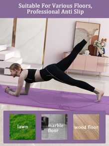 1pc Tpe Yoga Mat 183*61*0.6cm With Double-sided Alignment Lines For Exercise,dance And Fitness, Anti-slip - Purple - View 10
