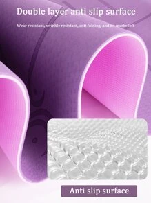 1pc Tpe Yoga Mat 183*61*0.6cm With Double-sided Alignment Lines For Exercise,dance And Fitness, Anti-slip - Purple - View 3
