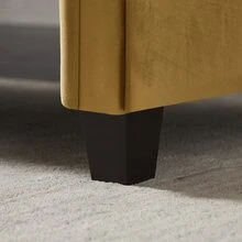 Velvet Rectangular Sofa Bench with Attached Cylindrical Pillows, Solid Wood Legs - màu nâu - Xem 9