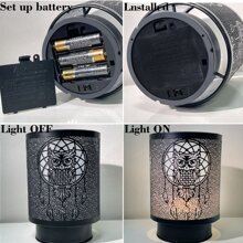 Battery Operated Table Lamp, Cordless Lamps for Home Decor, Battery Powered Nightlight with LED Bulb with Timer, Decorative Lights for Living Room Bedroom Tabletop Entryway Centerpiece Gift - Black - View 7