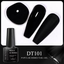 MEET ACROSS 7ml Black Nail Polish Gel, Nail Art Supplies, Semi-Permanent Nail Polish, Removable LED UV Gel Nail Polish, Nail Design, Home Nail Salon Gift - Black - View 4
